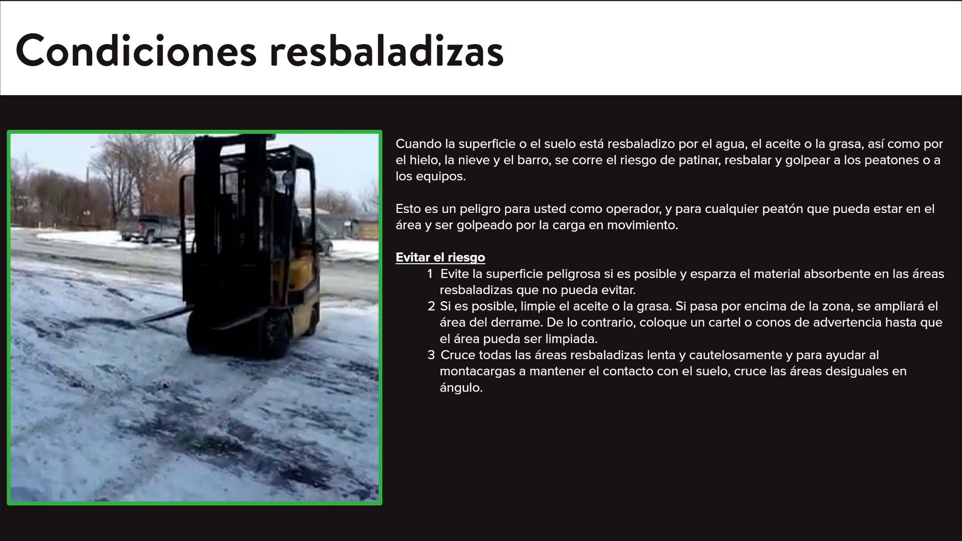 Powered Industrial Trucks Part 4 - Workplace Hazards & Hazard Prevention - Spanish - Image 5