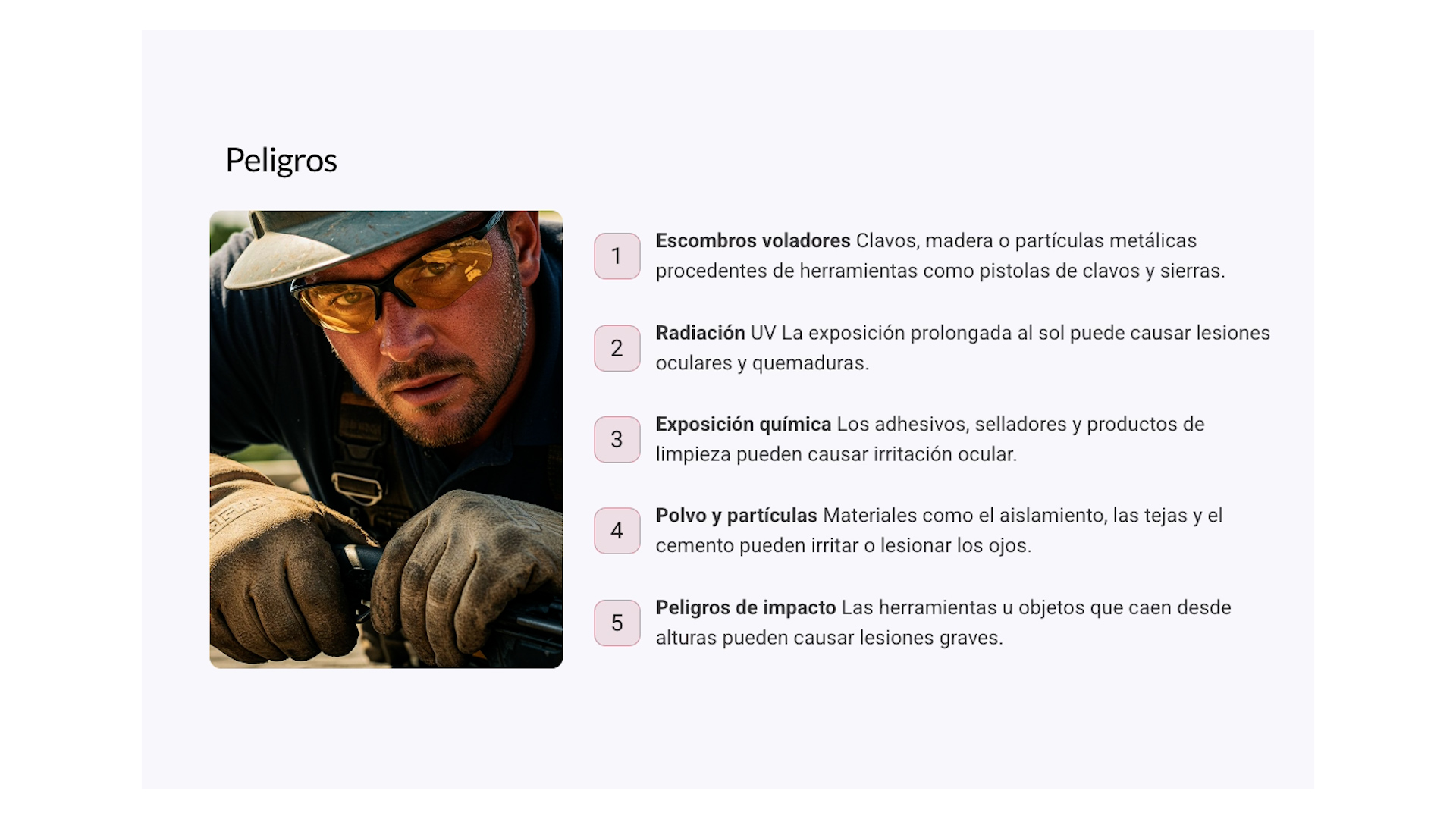PPE Face and Eye Protection for Roofing - Refresher - Spanish - Image 4