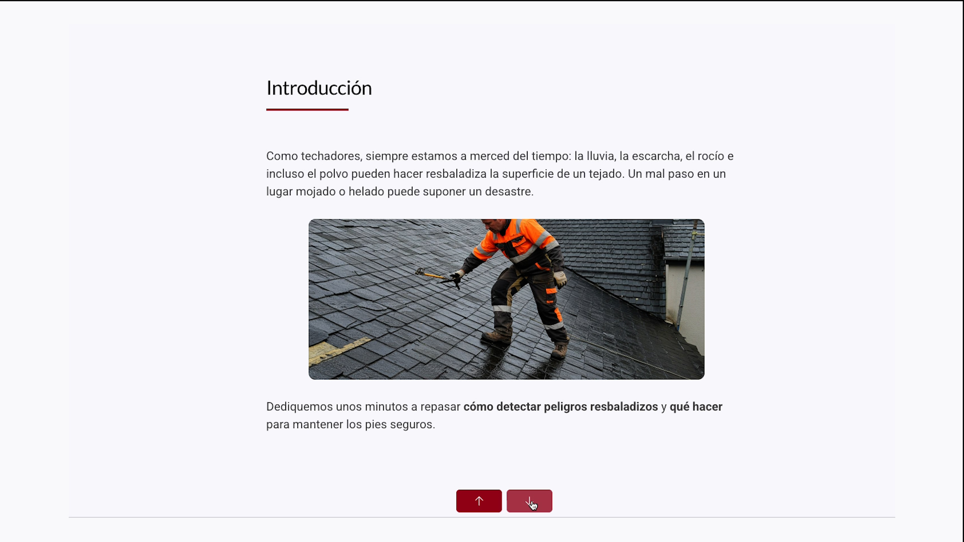 Weather Hazards for Roofers - Slippery Surfaces - Refresher - Spanish - Image 3
