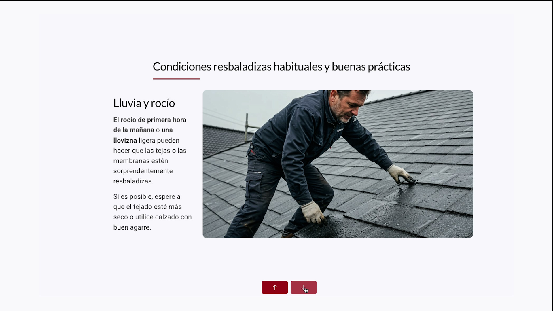 Weather Hazards for Roofers - Slippery Surfaces - Refresher - Spanish - Image 4