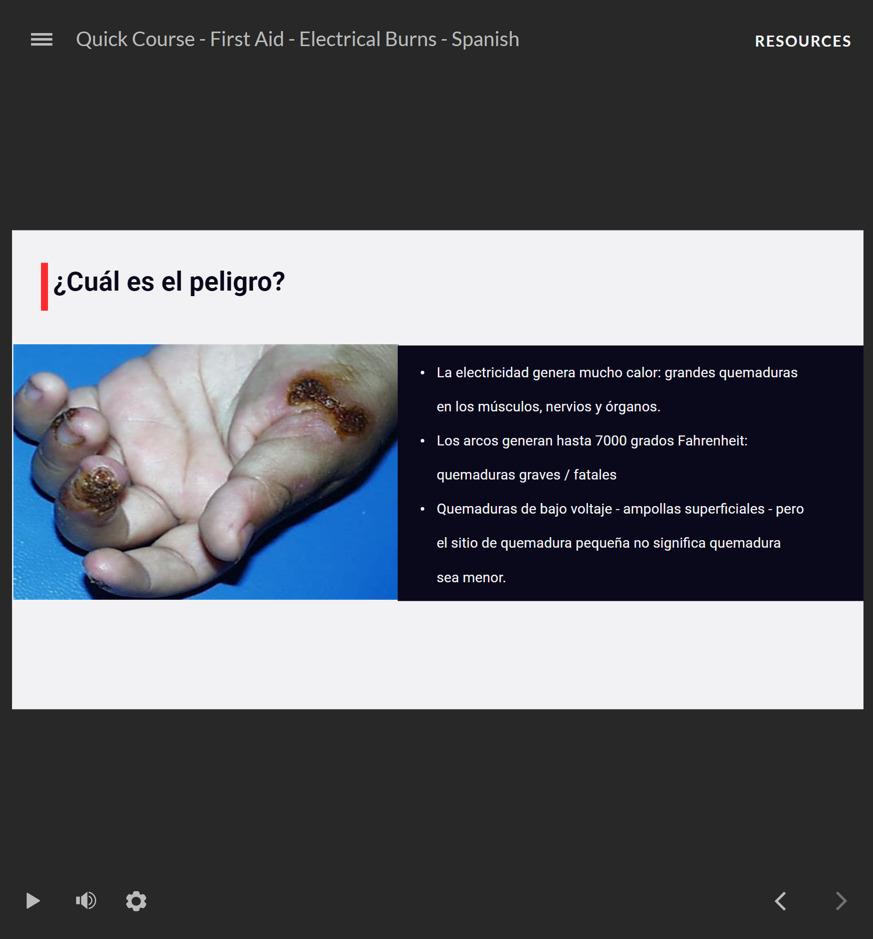 First Aid: Electrical Burns - Quick Course (Spanish) - Image 2
