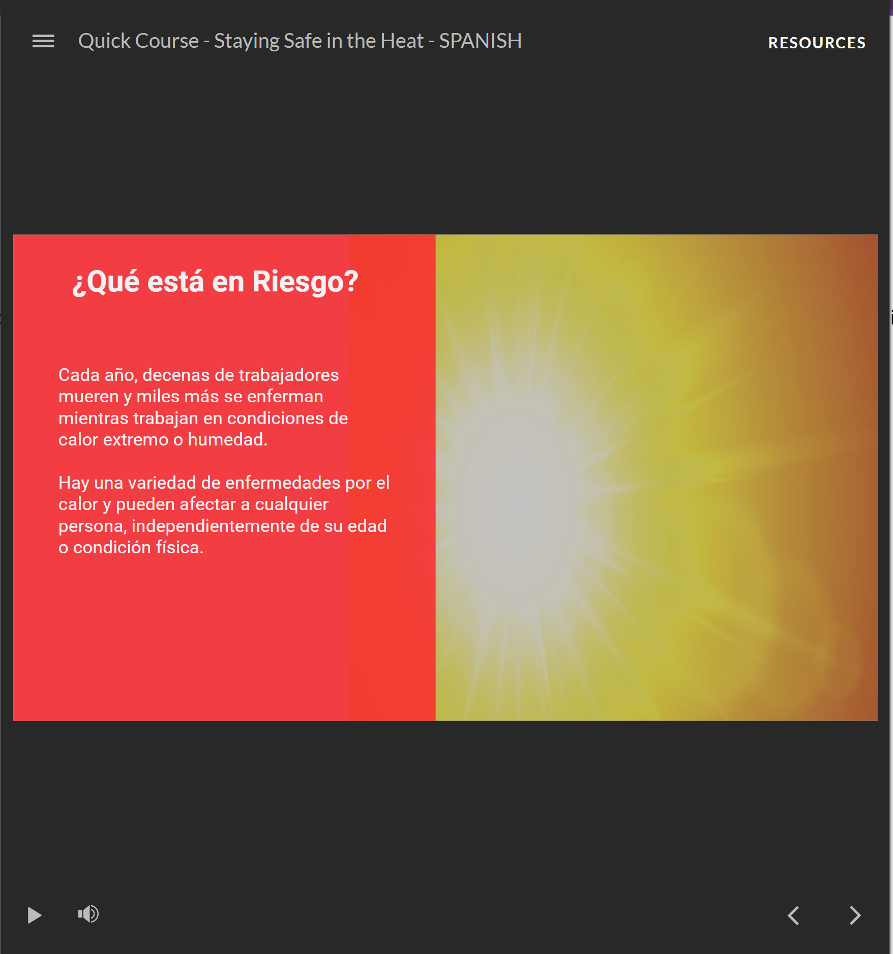 Stay Safe Working in the Heat - Quick Course (Spanish) - Image 2