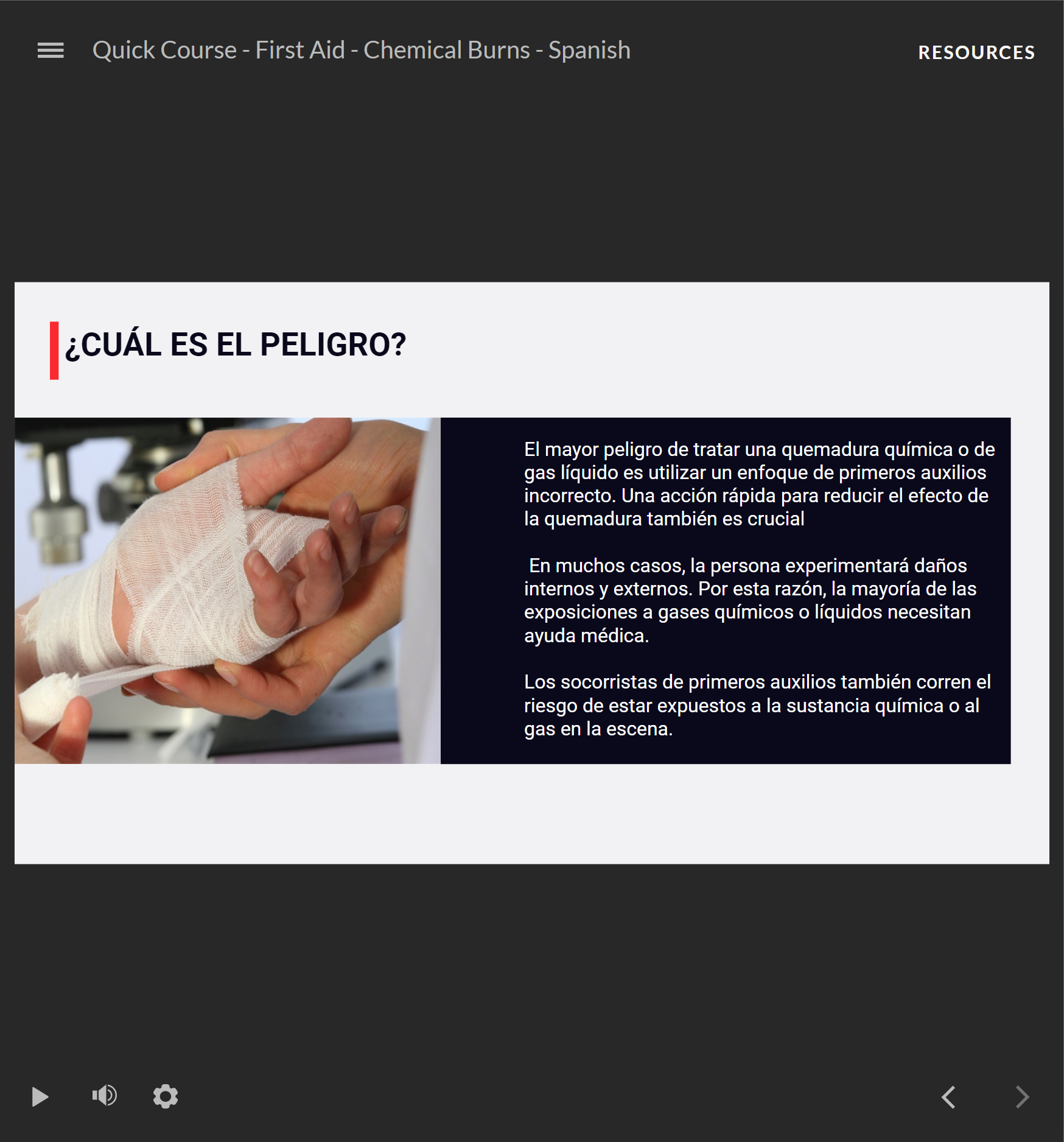 First Aid: Chemical Burns - Quick Course (Spanish) - Image 3