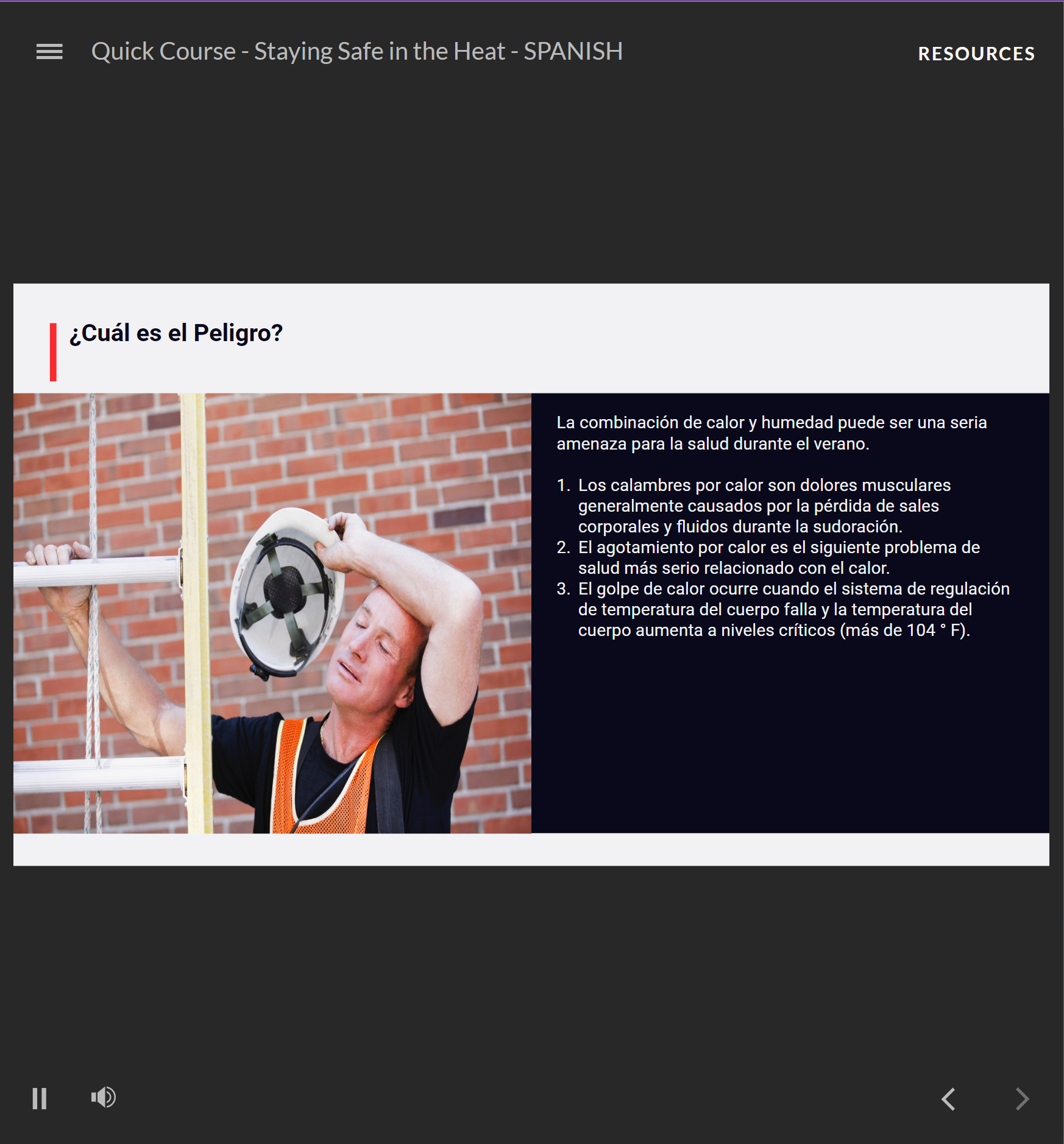 Stay Safe Working in the Heat - Quick Course (Spanish) - Image 3